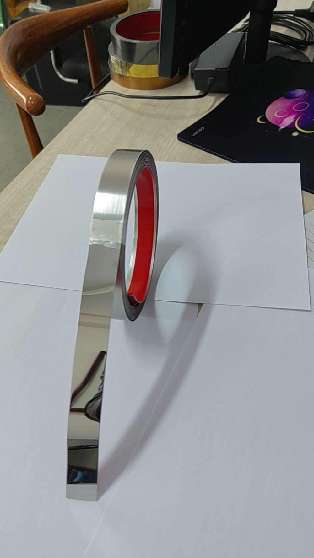 mirror stainless steel tape on THE back